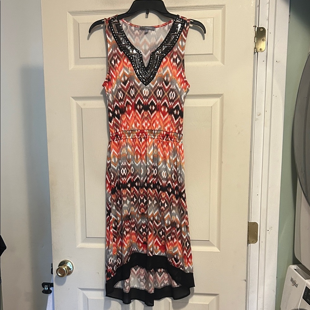 NY Collection High Low Dress with Multicolor Geometric Print Size XS